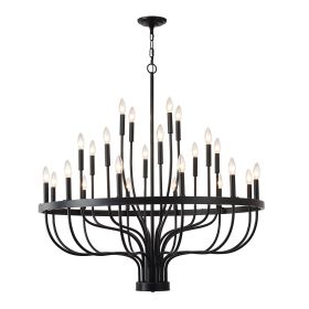 24-Light Black Chandelier Industrial Iron Candle Chandelier Modern Suspended Farmhouse Chandeliers Pendant Light Fixtures For Dining Room Bedroom Livi