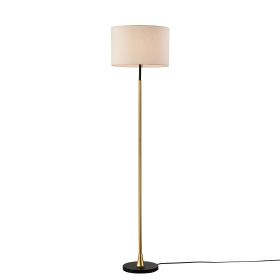 Floor Lamp For Living Room With Beige Lampshade, Standing Lamp Tall Industrial Floor Lamp Reading For Bedroom, Office No Included Bulb -Matte Black Ma