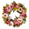 Artificial Decorative Wreath 19 in Pink Peonies Hydrangeas Year Round Wreath