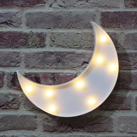 LED Moon Shaped Marquee Signs, Light Up Night Lights Battery Operated Crescent Moon Lamp