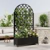 round Metal Planter Box with Trellis Raised Garden Bed with 4 wheelsTrellis & Privacy Screen for Climbing Plants, Vegetables, Vines