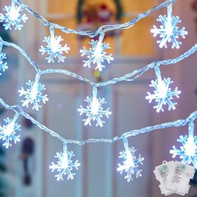 2 Pack Christmas Snowflakes Lights, 26 Ft 50 LED Snowflake String Lights Battery Operated