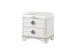 Laguna Modern Style 2-Drawer Night stand Made with Wood, Hidden Jewlry Drawer and Crystal Accents in White