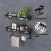 Glass Shelf for Bathroom 15.7 in Bathroom Shelves with Towel Bar Tempered Glass Shelves for Wall(2 Tier)