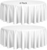 2 Pack 108 inch Round Premium Tablecloths for Wedding Banquet Restaurant 200 GSM Washable Fabric Table Cloth White