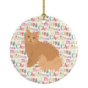 Selkirk Rex Cat Christmas Ceramic Ornament Christmas Tree Hanging Decorations for Home Christmas Holiday, Party, Gift, 3 in, Multicolor