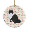 Siberian Forest Cat Christmas Ceramic Ornament Christmas Tree Hanging Decorations for Home Christmas Holiday, Party, Gift, 3 in, Multicolor