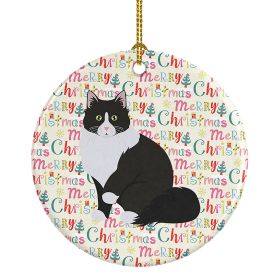 Siberian Forest Cat Christmas Ceramic Ornament Christmas Tree Hanging Decorations for Home Christmas Holiday, Party, Gift, 3 in, Multicolor