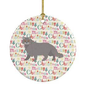 British Longhair Cat Christmas Ceramic Ornament Christmas Tree Hanging Decorations for Home Christmas Holiday, Party, Gift, 3 in, Multicolor