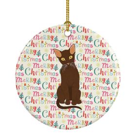 Suphalak Cat Christmas Ceramic Ornament Christmas Tree Hanging Decorations for Home Christmas Holiday, Party, Gift, 3 in, Multicolor