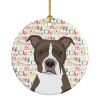 Pit Bull Blue #6 Christmas Ceramic Ornament Christmas Tree Hanging Decorations for Home Christmas Holiday, Party, Gift, 3 in, Multicolor