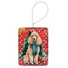 Poodle Christmas Porcelain Ornament Christmas Tree Hanging Decorations for Home Christmas Holiday, Rectangle, Gift, Multicolor