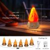 2pcs Flickering Flame Lamp USB Rechargeable 3D Fake Fire Night Light Realistic Flame Effect Camp Lights Decoration for Home Garden Halloween Christmas