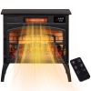 Electric Fireplace Stove, Infrared Fireplace Heater with Realistic Flame & Adjustable Temperature, 1500W, Black