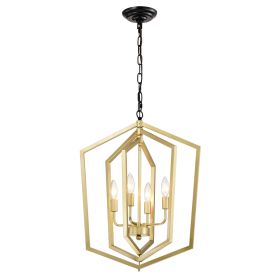 4-Light Farmhouse Kitchen Chandeliers, Vintage Cage Light Fixture Adjustable Height Chandeliers For Dining Room Hallway Foyer Entryway E12 Bulbs Not I
