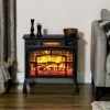 Electric Fireplace Stove, Infrared Fireplace Heater with Realistic Flame & Adjustable Temperature, 1500W, Black