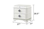 Laguna Modern Style 2-Drawer Night stand Made with Wood, Hidden Jewlry Drawer and Crystal Accents in White