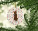 Suphalak Cat Christmas Ceramic Ornament Christmas Tree Hanging Decorations for Home Christmas Holiday, Party, Gift, 3 in, Multicolor