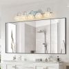 Brushed Nickel Finish Vintage Crystal Vanity Light - Elegant 5-Light Bathroom Mirror Fixture with Clear Glass Shades (No Bulbs)