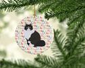 Siberian Forest Cat Christmas Ceramic Ornament Christmas Tree Hanging Decorations for Home Christmas Holiday, Party, Gift, 3 in, Multicolor