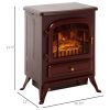 22" Electric Fireplace Heater, Freestanding Fire Place Stove with Realistic LED Flames and Logs, and Overheating Protection, 725W/1450W, Red