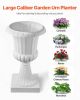 Plastic Urn Planters, 15.8 x 26.4 Inch, 2 Pack White Classic Flower Pots Front Porch Planters, Indoor & Outdoor Vase for Wedding, Party, Event, Home