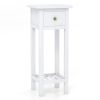 2 Tier Slim Nightstand Bedside Table with Drawer Shelf