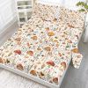 4 Pcs Of Forest Mushroom Natural Style Printed Series Beds, 1 Bedsheet, 1 Bed Sheet, And 2 Pillowcases Bedding, Suitable For All Seasons