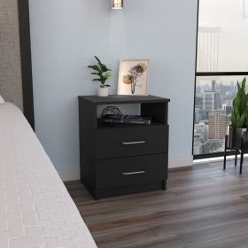 Salento Nightstand, Two Drawers, One Shelf, Superior Top (Color: Black)