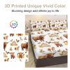 3pcs Little Cow And Duck Pet Theme Children's Fun Style Minimalist Comfort Series Bed Sheet And Two Pillowcases Bedding For All Seasons Use