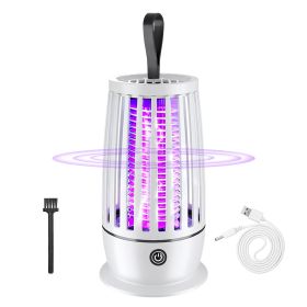 1Pc Rechargeable Mosquito Killer Lamp Bug Zapper With Night Light Strap Mosquito Catcher With Max 1615Square Feet Range UV Light For Indoor Outdoor (Option: White)